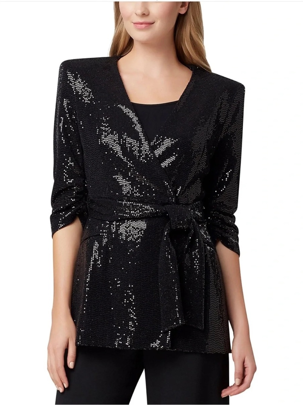 Tahari ASL Shimmer Belted Jacket